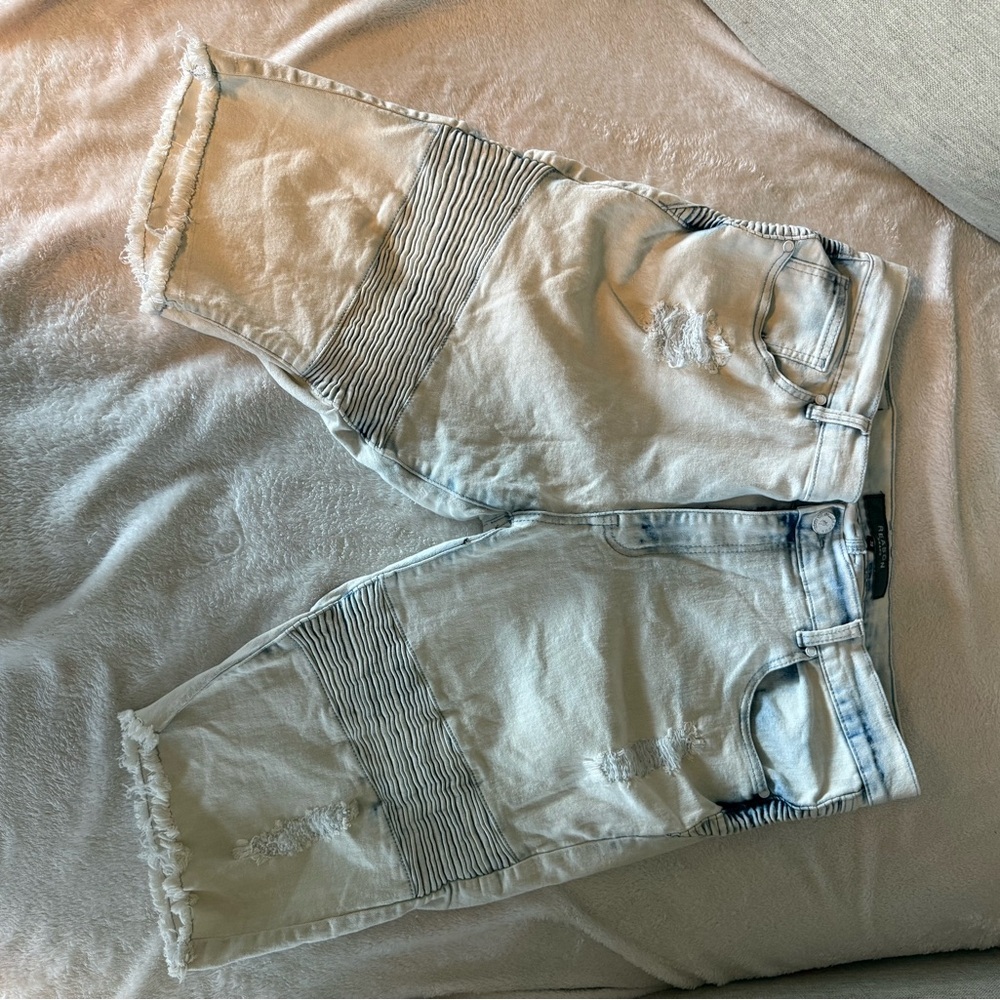 Reason Light Blue Denim Shorts